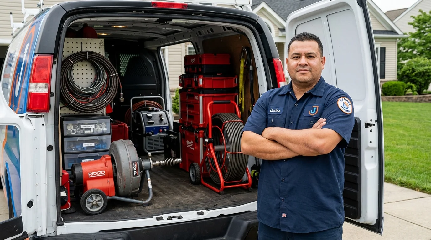 Professional drain cleaning equipment and Johns Plumbing LLC plumber in Griffith