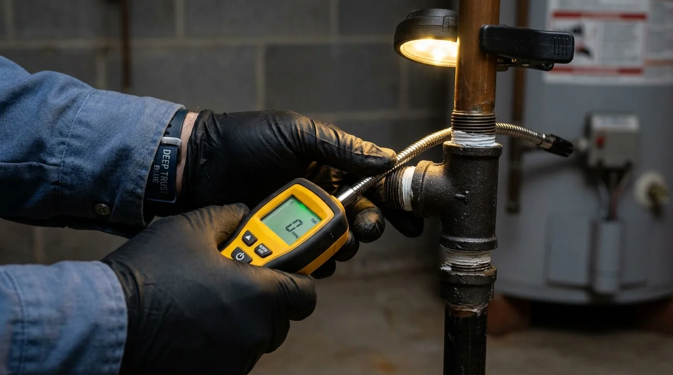 Gas leak detection with electronic sniffer by Johns Plumbing LLC in Griffith