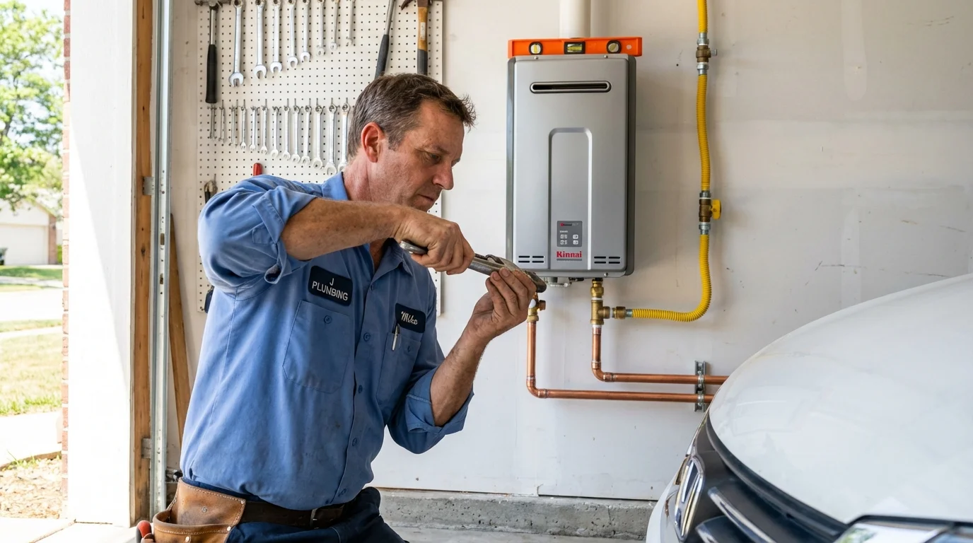 Tankless water heater installation by a Johns Plumbing LLC plumber in Griffith